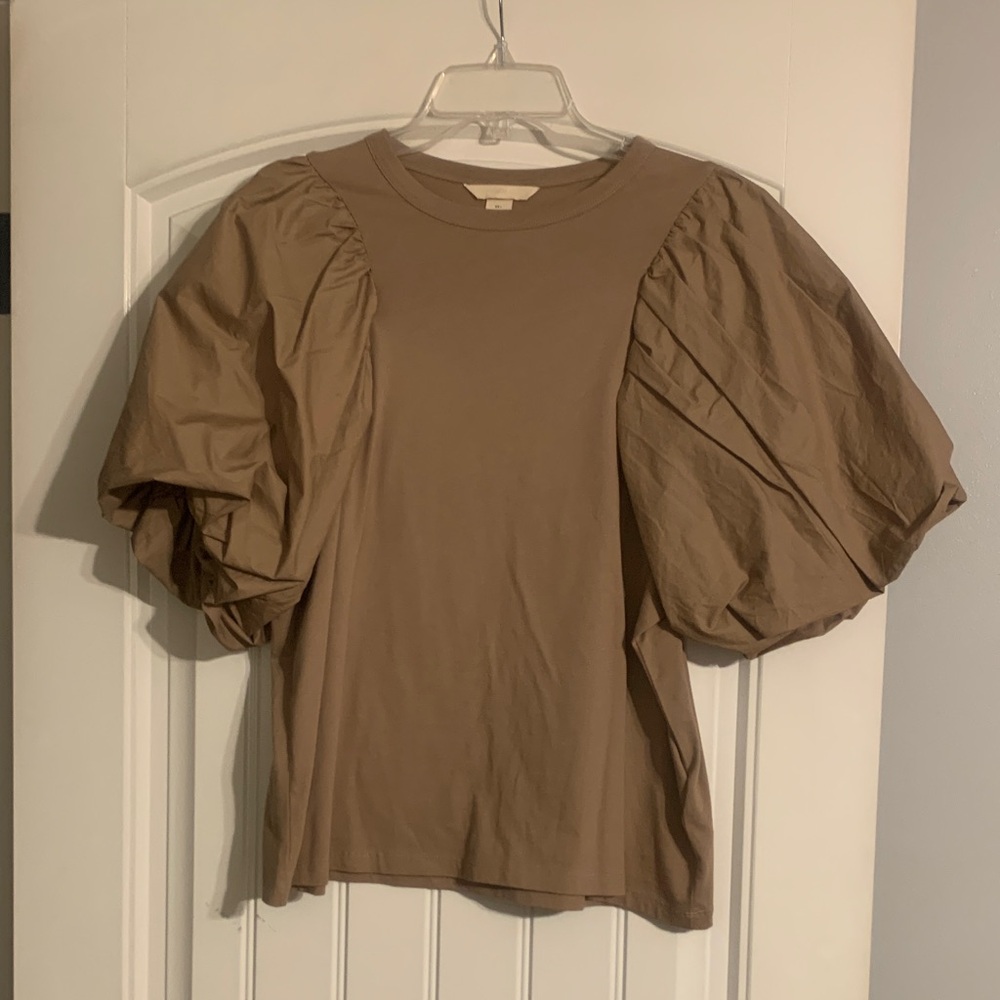 H&M Tan Puff Sleeve Blouse